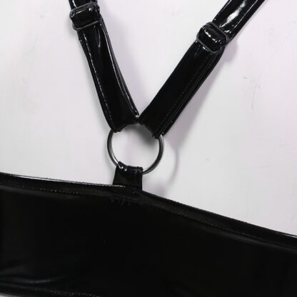 Faux Leather Open Cup Bra - Image 6