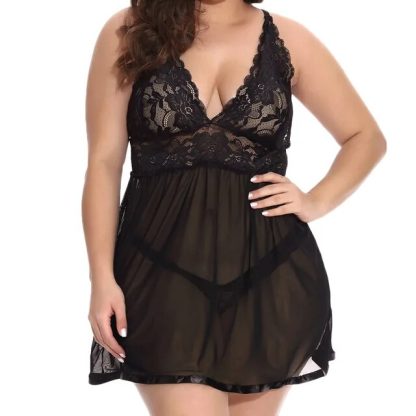 Elegant Lace One-Piece Pajamas - Image 6
