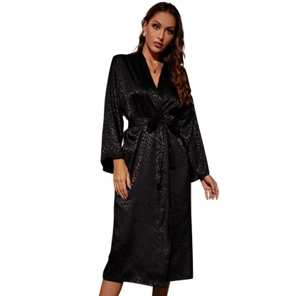 Stylish Leopard Print Robe with Belt - Image 6