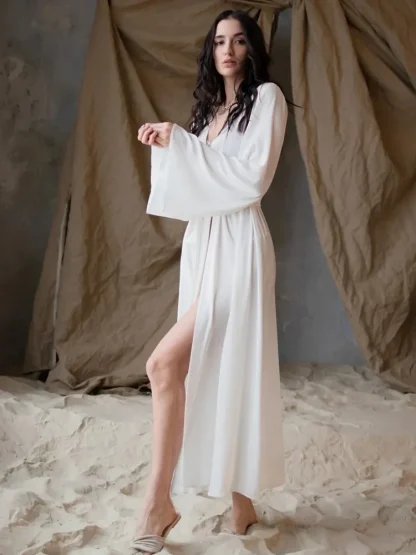 Wedding Dress Robe with Flare Sleeves - Image 4
